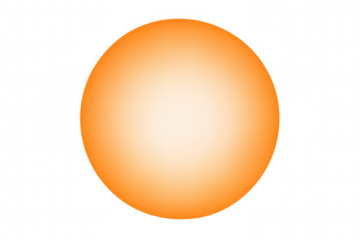 Orange sun-like gradient sphere casting warm light, a glowing solar element on a transparent background, radiating energy