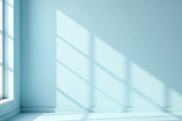 Fototapeta premium Serene Light Patterns on a Pale Blue Wall, Ideal for Minimalist Design Presentation