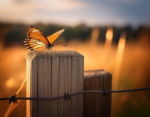 butterfly on a fence