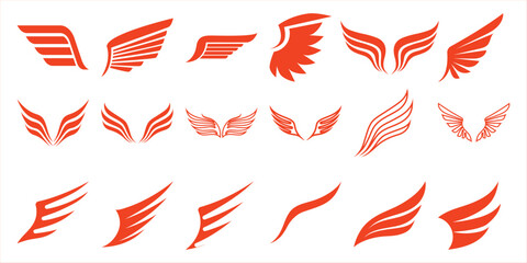 Collection of Red Wing Icons and Symbols for Design Projects