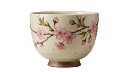 桜柄の抹茶碗 白背景
