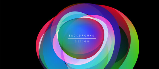 Obraz premium Colorful concentric circles create abstract background. Vibrant layers overlap, forming dynamic visual effect. Text reads background design.