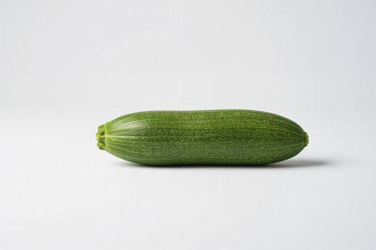 Fresh green zucchini against a plain white backdrop
