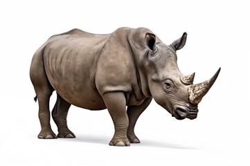 Rhinoceros isolated on a plain white backdrop