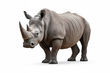 Obraz premium White background rhinoceros with isolated clipping path