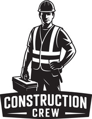 Construction worker with toolbox, bold style vector