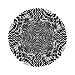 Abstract radial circle. Petal line texture. Geometric shape Vector. Black white graphic.