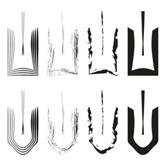 Abstract grunge strokes. Rough black lines. Hand drawn Vector shapes. Monochromatic decorative set.