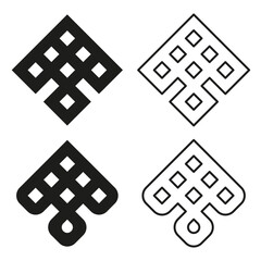 Abstract plaid symbols. Four black elements. Geometric outline shapes. Vector modern icons.