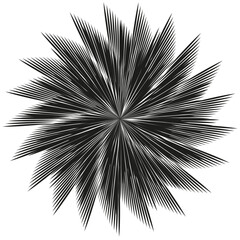 Dense radial rays. Concentric line burst. Dynamic star Vector. Striped explosion pattern.