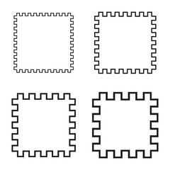 Square dotted frames. Wavy line border. Three shape Vector. Black white outline.