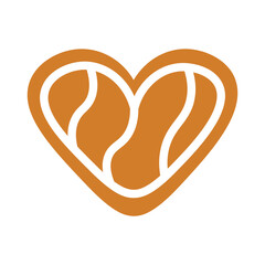 Flat style illustration of a gingerbread heart cookie, perfect for Christmas, New Year, winter holiday baking, and festive food designs.