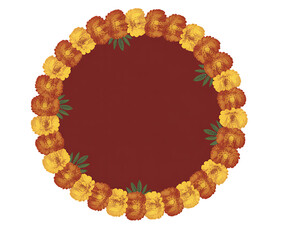 Obraz premium Autumn harvest wreath festive fall decorative round frame with pumpkins and gourds