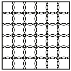 Woven oval pattern. Chain link detail. Interlaced Vector texture. Horizontal grid motif.