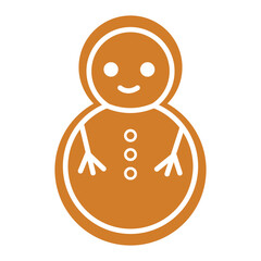 Flat style illustration of a gingerbread snowman cookie, perfect for Christmas, New Year, winter holiday baking, and festive food designs.