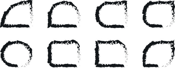 Eclectic Square and varaites Shape Brush Line Art Forms with Lush Freehand Brush Strokes for Contemporary Digital and Print Design