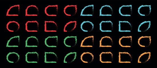 Handcrafted Colorful Squares, Circle, Rectangle and Varaites with Expressive Painterly Borders Bringing Energy and Personality to Creative Layouts in Black Background