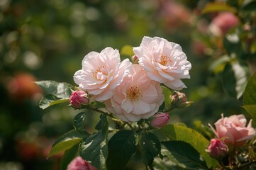 Fototapeta premium Beautiful rose apple blossoms amidst lush greenery in a vibrant garden setting