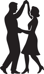 Silhouette of a Couple Dancing Together in a Romantic Embrace
