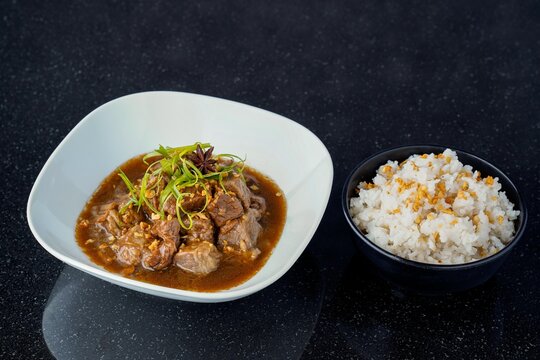 Filipino Braised Beef Stew with Garlic Fried Rice (Beef Pares)