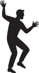 Silhouette of a man with arms raised in a surprised or excited pose