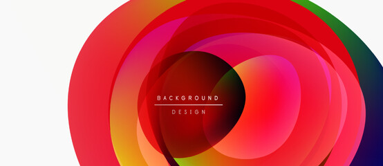 Fototapeta premium Abstract colorful layers create dynamic circular design. Text reads background design within central shape. Modern, vibrant composition.