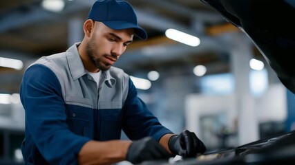 A mechanic cleaning engine components with specialized tools highlights precision work, attention to detail, maintenance routines, and the craftsmanship behind reliable vehicle performance. - Powered by Adobe
