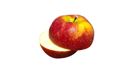 Red wealthy apple isoalted on Transparent background.