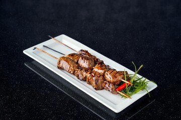  Grilled Beef Teriyaki Skewers with Sesame Seeds