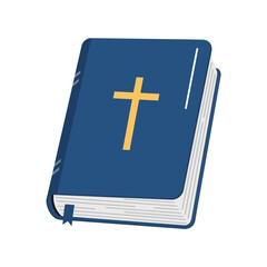 Obraz premium Illustration of a Blue Bible with a Golden Cross on the Cover.