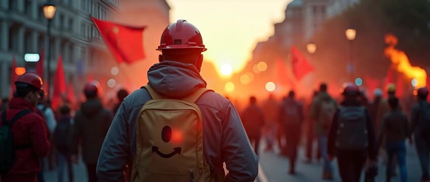 Capture dynamic Labour Day Protest Photography visuals portraying powerful demonstrations emotive street scenes worker solidarity with premium photostock imagery for news media in  Photo Stock  Concep