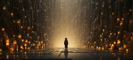 Tiny figures from life bear phoenix,generative AI