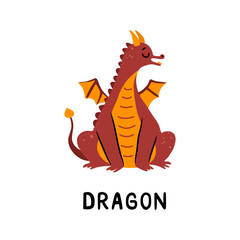 Happy Chinese New Year Dragon Zodiac sign. Vector horoscope symbol cute doodle, zodiac sign chinese, korean and japanese new year holiday animal in cartoon style. CNY, spring festival icon