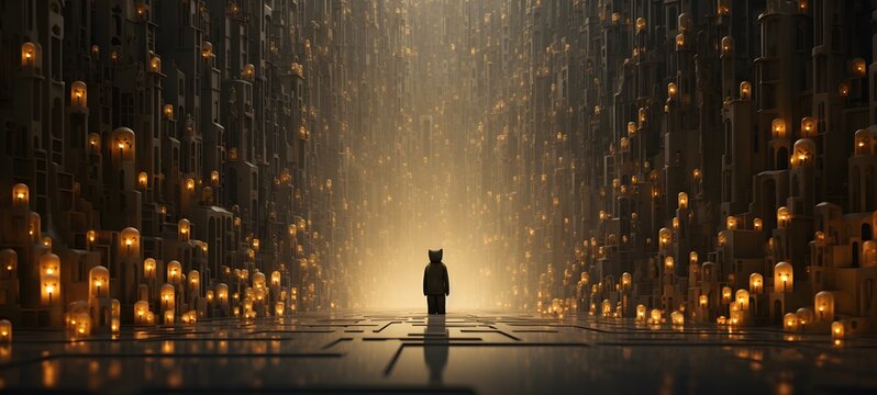 Tiny figures from life bear phoenix,generative AI