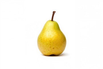 Single yellow pear on a white background