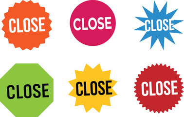 Colorful Close Sign Stickers Collection for Business and Marketing Promotion