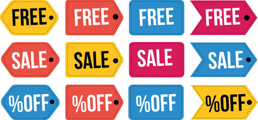 Colorful Sale and Discount Tags Seamless Pattern for Marketing Promotion
