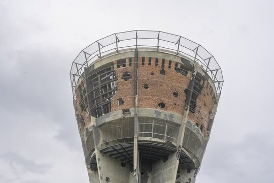Water tower destroyed in the 1991 war, Vukovar, Vukovar-Srijem County, Croatia