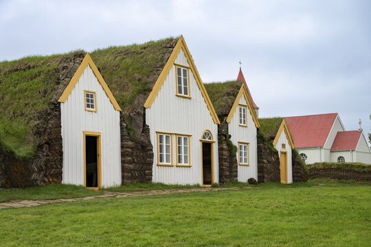 Glaumb&aelig;r farm, museum of a peat farm, North Iceland, Iceland