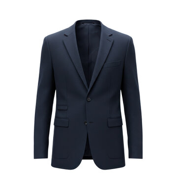 Classic dark blue men's suit blazer for professional business fashion and formal wear. isolated PNG with Transparent Background