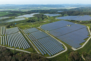 Aerial view of a large solar power plant in the Kushiro area, Hokkaido, Japan [EDITORIAL]