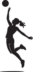 “Female Volleyball Player Jump Spike Silhouette – Dynamic Sports Motion Art”