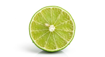 Freshly Cut Green Citrus Fruit Isolated on White Background