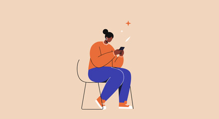 Woman on phone connecting online Modern digital communication and lifestyle