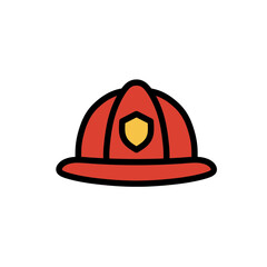 Red Firefighter Helmet Icon Vector Illustration Fire Safety Concept Isolated
