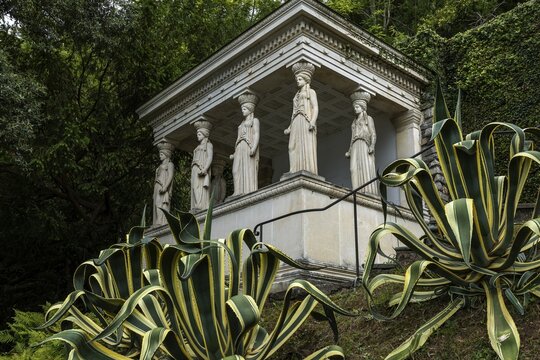 Temple, Erechtheion, Scherrer Park, Parco Scherrer, Morcote, Lake Lugano, Lago di Lugano, Canton Ticino, Switzerland