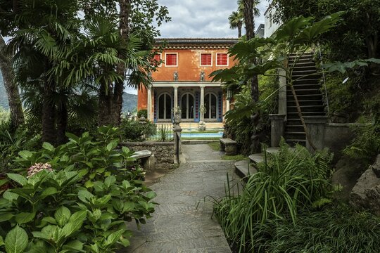 Indian Villa, Palazzina Indiana, Scherrer Park, Parco Scherrer, Morcote, Lake Lugano, Lago di Lugano, Canton Ticino, Switzerland