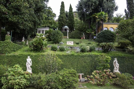 Belvedere and Limonaia, building with orangery, Scherrer Park, Parco Scherrer, Morcote, Lake Lugano, Lago di Lugano, Canton Ticino, Switzerland