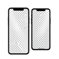 Two black smartphones with transparent screens