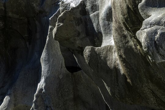 Rocks, granite rock structures in the Maggia River near Ponte Brolla, in the Maggia Valley, Valle Maggia, Canton Ticino, Switzerland